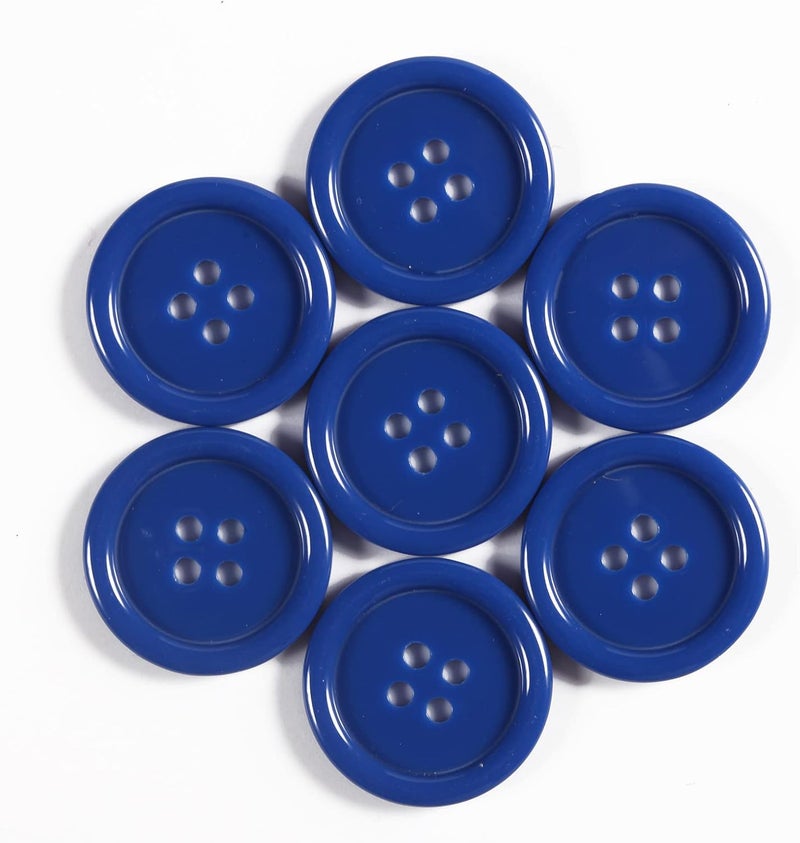ninegridisland 60pcs Blue Buttons - 1inch Plastic Resin Flatback Large 4 Holes DIY Craft Sewing Buttons (25mm/1inch) - Image 5
